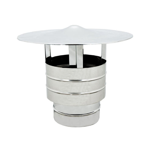 Fumaiolo da 120mm antivento inox base tonda innesto M maschio