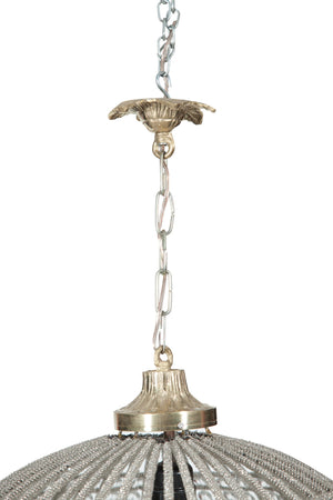 Biscottini Lampadario in fusione di ottone e gemme in cristallo Diam. 40XH40 cm struttura