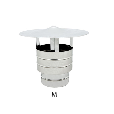 Fumaiolo da 130mm antivento inox base tonda innesto M maschio