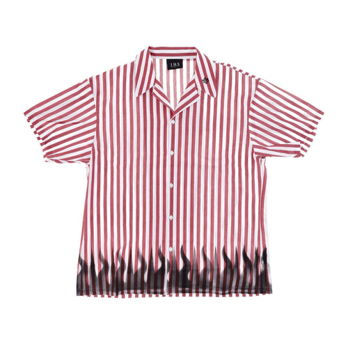 IHS Camicia Manica Corta Uomo Striped Bowling Shirt White/red da uomo