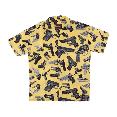 PROPAGANDA Camicia Manica Corta Uomo Arsenal Beach Shirt Black/yellow da uomo