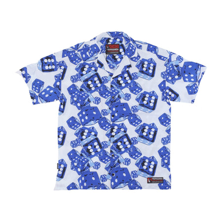 PROPAGANDA Camicia Manica Corta Uomo Dice Beach Shirt Blue/white da uomo