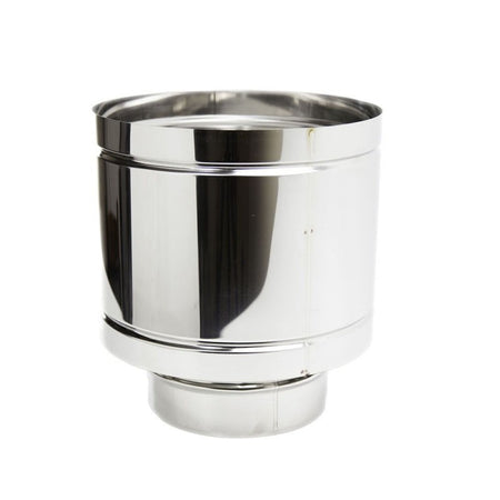Fumaiolo da 150mm terminale tipo botte 4 venti inox AISI 304 base tonda M maschio