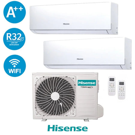 Climatizzatore Hisense Dual Inverter 12+9 4,2 KW Serie New Comfort 9000+12000 Btu 2AMW42U4RGC Gas R32 A++ Wi Fi Integrato
