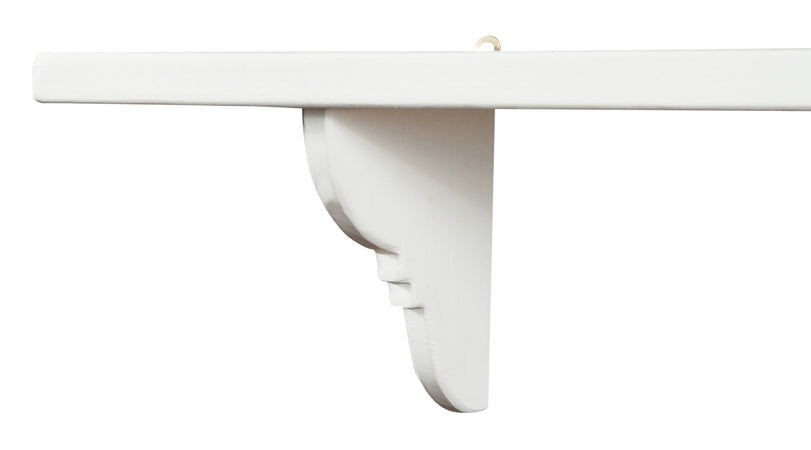 Biscottini Mensola da parete in legno massello di tiglio finitura bianca 120x22x22 cm Made in Italy