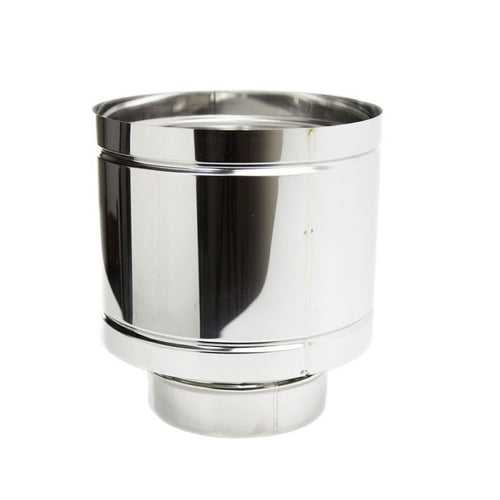 Fumaiolo da 250mm terminale tipo botte 4 venti inox AISI 304 base tonda M maschio