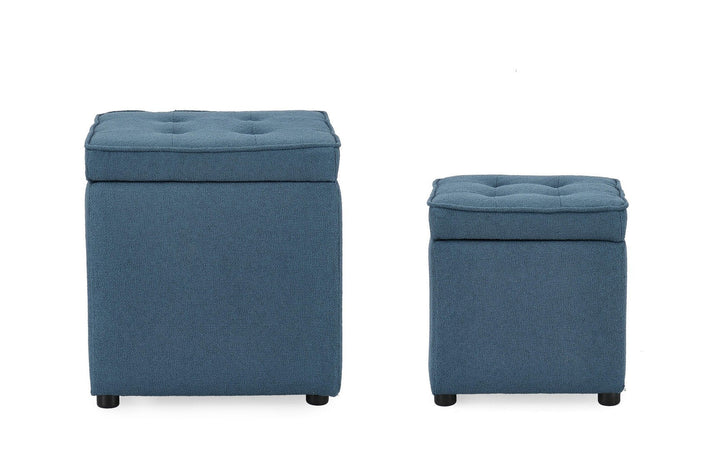 Pouf contenitore "Derrick" struttura in legno di pino rivestimento in poliestere per interno