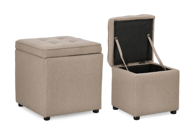 Pouf contenitore "Derrick" struttura in legno di pino rivestimento in poliestere per interno