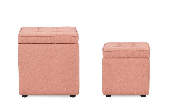 Pouf contenitore "Derrick" struttura in legno di pino rivestimento in poliestere per interno