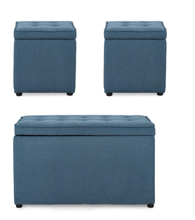 Pouf contenitore "Derrick" struttura in legno di pino rivestimento in poliestere per interno