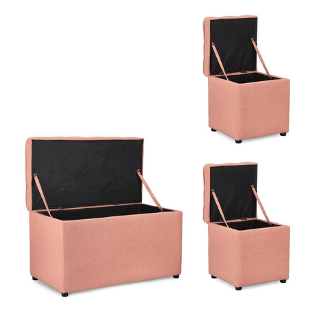 Pouf contenitore "Derrick" struttura in legno di pino rivestimento in poliestere per interno