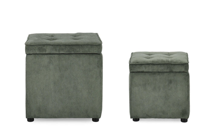 Pouf contenitore "Dylan" struttura in legno di pino rivestimento in poliestere per interno