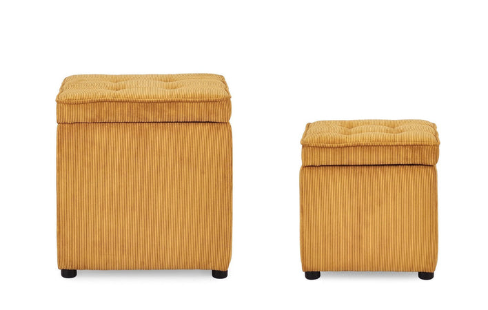 Pouf contenitore "Dylan" struttura in legno di pino rivestimento in poliestere per interno