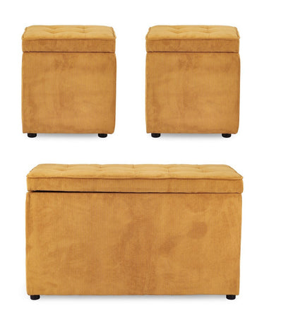 Pouf contenitore "Dylan" struttura in legno di pino rivestimento in poliestere per interno