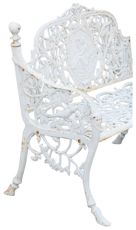 Biscottini Panchina Liberty in ghisa finitura bianca anticata 105x43x90 cm Robusta stabile