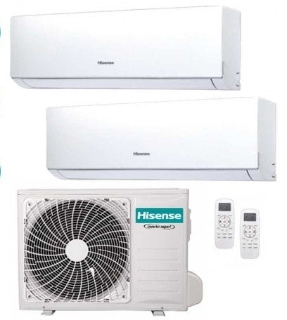 Hisense Climatizzatore Dual Split Inverter 9000+9000 Btu Condizionatore Classe A++/A+ Gas R32 WiFi- 2AMW35U4RGC Serie Hi-Comfort