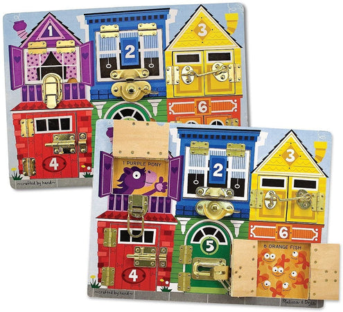 Melissa & Doug - Tavola in legno con serrature e catenacci