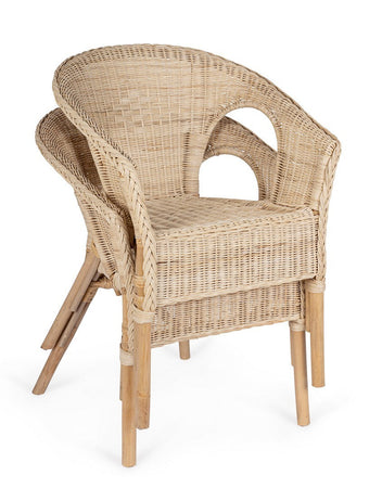 Poltrona "Allis" con braccioli, struttura in rattan, impilabile, per esterno