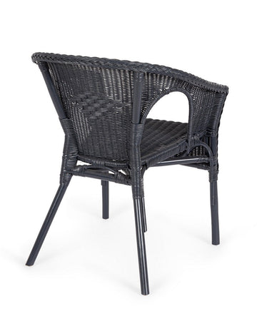 Poltrona "Allis" con braccioli, struttura in rattan, impilabile, per esterno