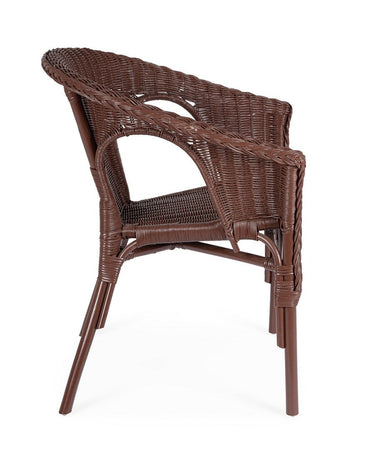 Poltrona "Allis" con braccioli, struttura in rattan, impilabile, per esterno