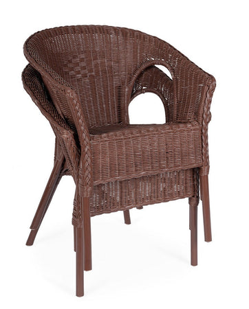 Poltrona "Allis" con braccioli, struttura in rattan, impilabile, per esterno