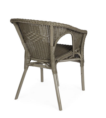 Poltrona "Allis" con braccioli, struttura in rattan, impilabile, per esterno