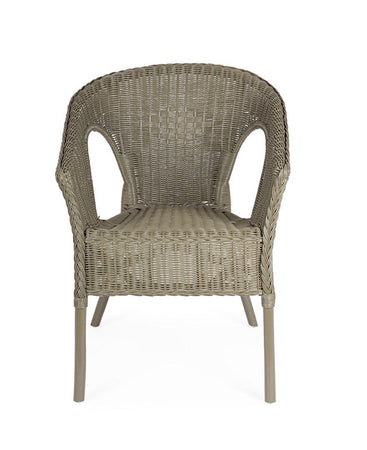 Poltrona "Allis" con braccioli, struttura in rattan, impilabile, per esterno