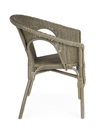 Poltrona "Allis" con braccioli, struttura in rattan, impilabile, per esterno