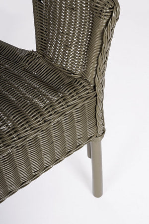 Poltrona "Allis" con braccioli, struttura in rattan, impilabile, per esterno