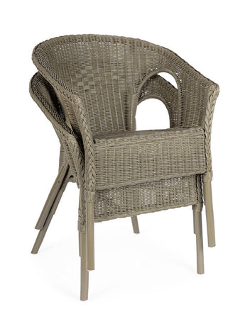 Poltrona "Allis" con braccioli, struttura in rattan, impilabile, per esterno