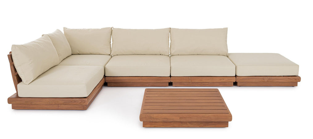 Tavolino "Delgada" struttura in teak per arredo casa 94 x 94 cm