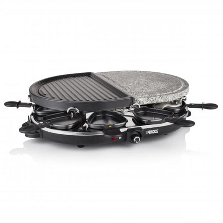 Princess Bistecchiera Raclette 8 Oval Griglia + Pietra 43x30cm 1200w