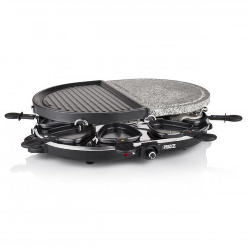 Princess Bistecchiera Raclette 8 Oval Griglia + Pietra 43x30cm 1200w