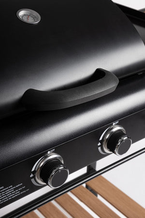 Barbecue a gas "Loni" con 3 bruciatori superfice di cottura in acciaio smaltato