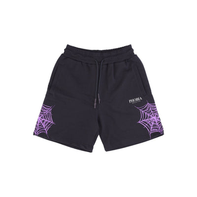 PHOBIA Pantalone Corto Tuta Uomo Cobweb Print Shorts Black/purple da uomo
