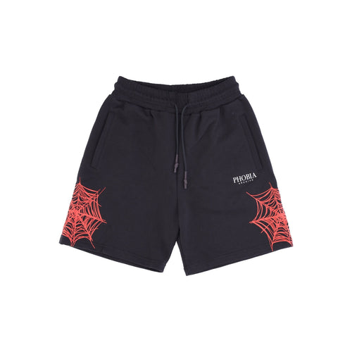 PHOBIA Pantalone Corto Tuta Uomo Cobweb Print Shorts Black/red da uomo