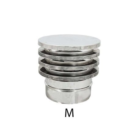 Fumaiolo da 100mm tipo Zara di acciaio inox AISI 304 base tonda innesto M maschio monoparete