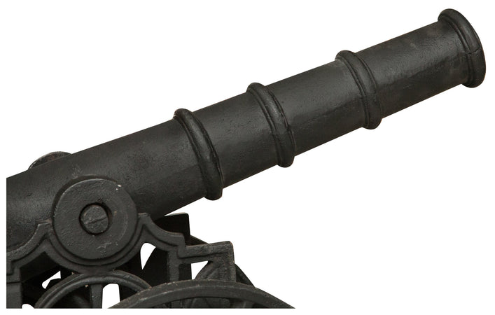 Biscottini Cannone ornamentale in fusione di ghisa L150xPR39xH65 cm finitura nera anticata