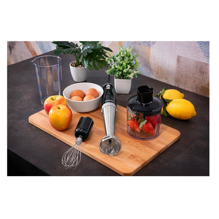 TELEFUNKEN Frullatore a Immersione 800W con Tritatutto da 500ml e Bicchiere da 700ml – Gambo e Lame in Acciaio Inox M07442