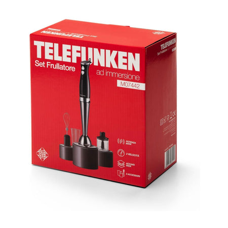 TELEFUNKEN Frullatore a Immersione 800W con Tritatutto da 500ml e Bicchiere da 700ml – Gambo e Lame in Acciaio Inox M07442
