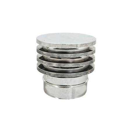 Fumaiolo da 180mm tipo Zara di acciaio inox AISI 304 base tonda innesto M maschio monoparete