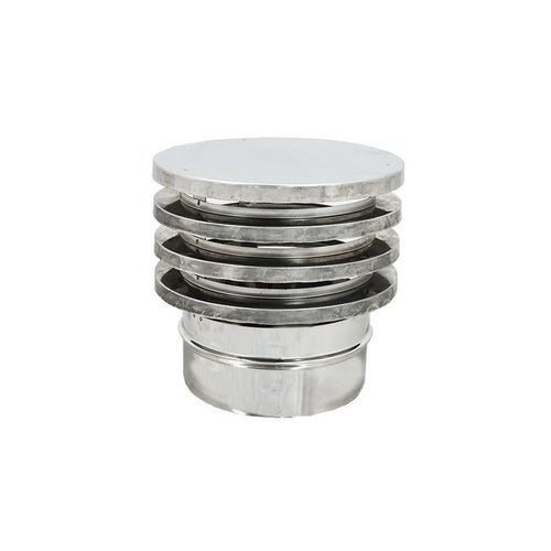 Fumaiolo da 180mm tipo Zara di acciaio inox AISI 304 base tonda innesto M maschio monoparete