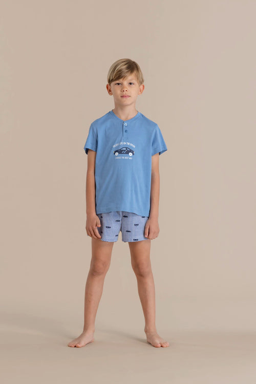 Pigiama bambino in cotone con maglia manica corta e pantalone corto - Noi di notte 2490