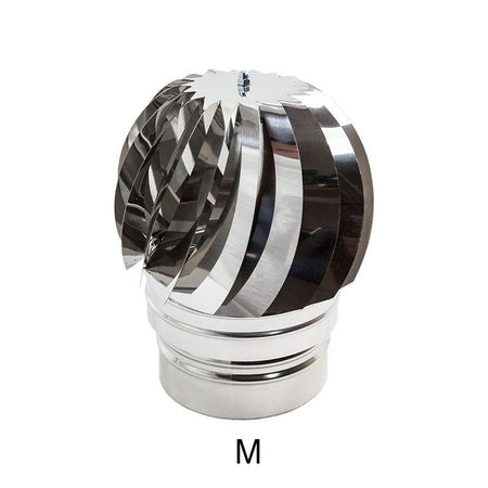 Fumaiolo da 100mm tipo radiante eolico inox AISI 304 base tonda innesto M maschio