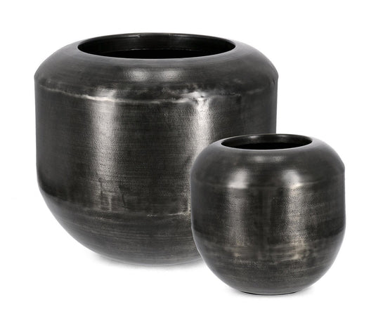 Vaso "Nadu" in metallo per uso interno ed esterno set da 2