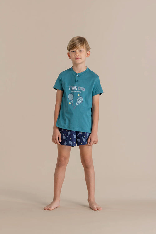 Pigiama bambino in cotone con maglia manica corta e pantalone corto - Noi di notte 2491