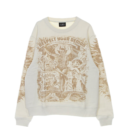 IHS Felpa Leggera Girocollo Uomo Respect Your Demon Sweatshirt Natural da uomo