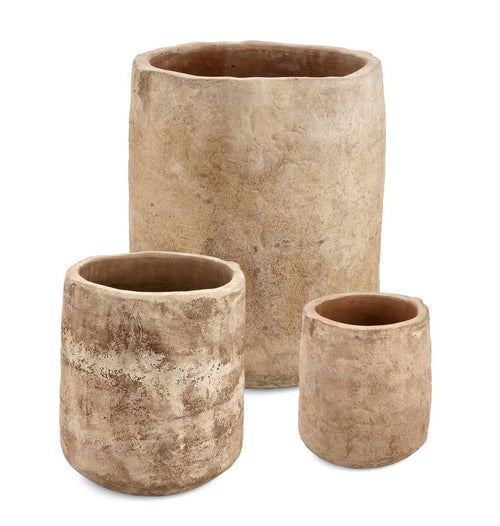 Vasi Minh alto in Terracotta brunita per uso interno ed esterno set da 3