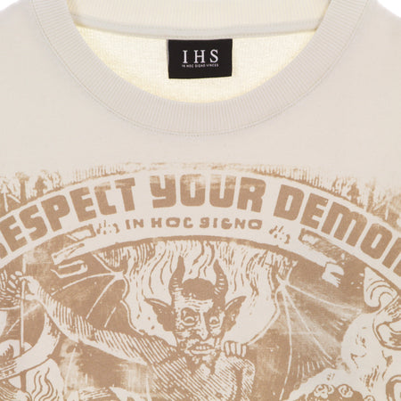 IHS Felpa Leggera Girocollo Uomo Respect Your Demon Sweatshirt Natural da uomo