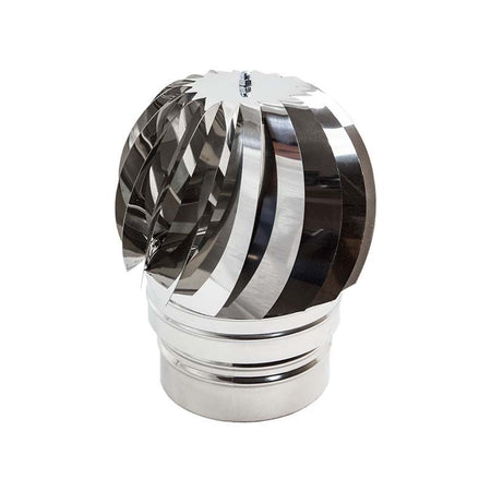 Fumaiolo da 150mm tipo radiante eolico inox AISI 304 base tonda innesto M maschio